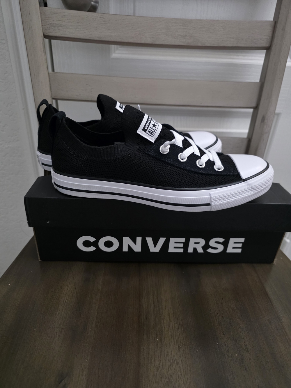 Converse Black and White Low Top Sneakers - Picture 4 of 8